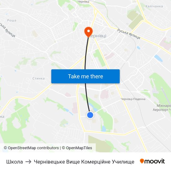 Школа to Чернівецьке Вище Комерційне Училище map