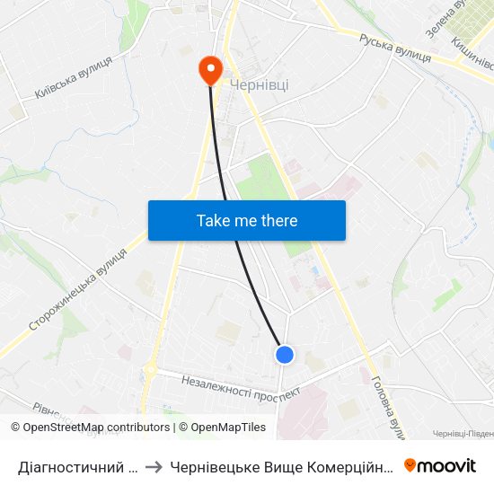 Діагностичний Центр to Чернівецьке Вище Комерційне Училище map