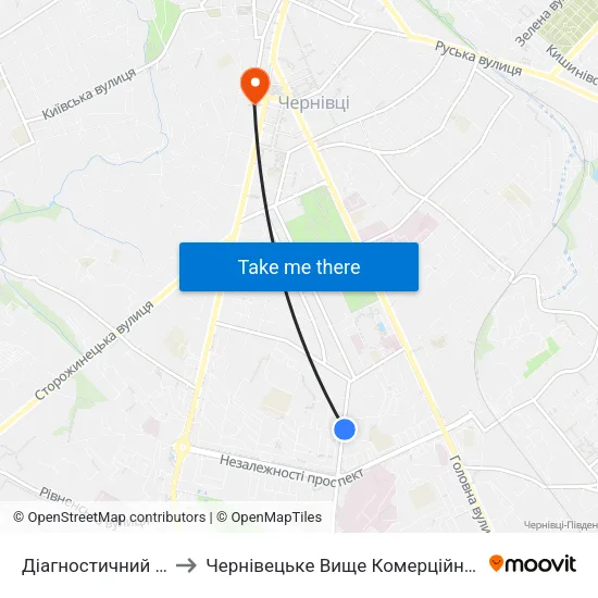 Діагностичний Центр to Чернівецьке Вище Комерційне Училище map