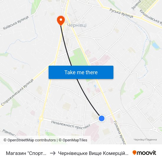 Магазин "Спорттовари" to Чернівецьке Вище Комерційне Училище map