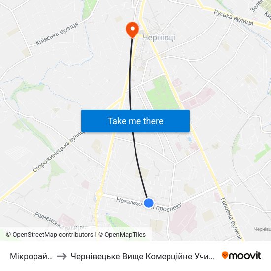 Мікрорайон to Чернівецьке Вище Комерційне Училище map