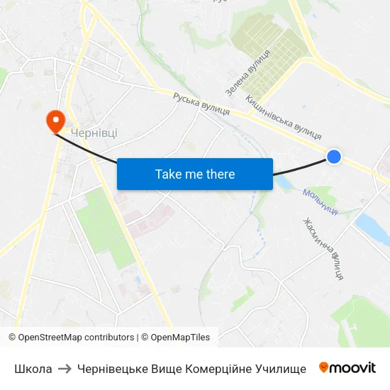 Школа to Чернівецьке Вище Комерційне Училище map