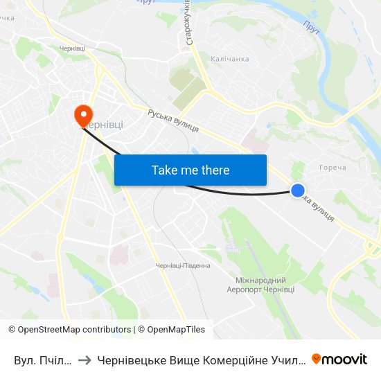 Вул. Пчілки to Чернівецьке Вище Комерційне Училище map