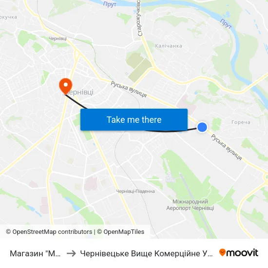 Магазин "Майя" to Чернівецьке Вище Комерційне Училище map