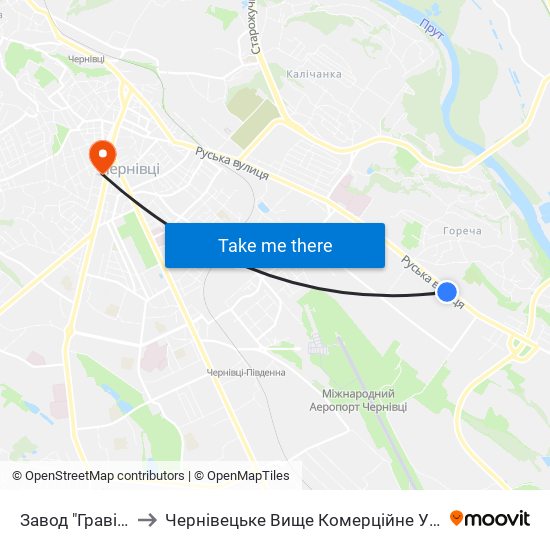 Завод "Гравітон" to Чернівецьке Вище Комерційне Училище map