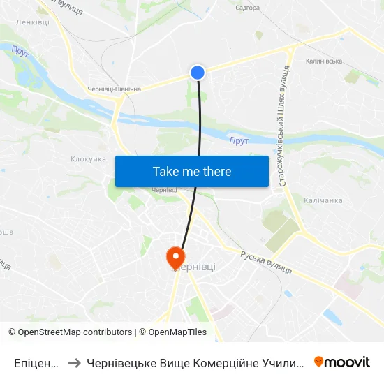 Епіцентр to Чернівецьке Вище Комерційне Училище map