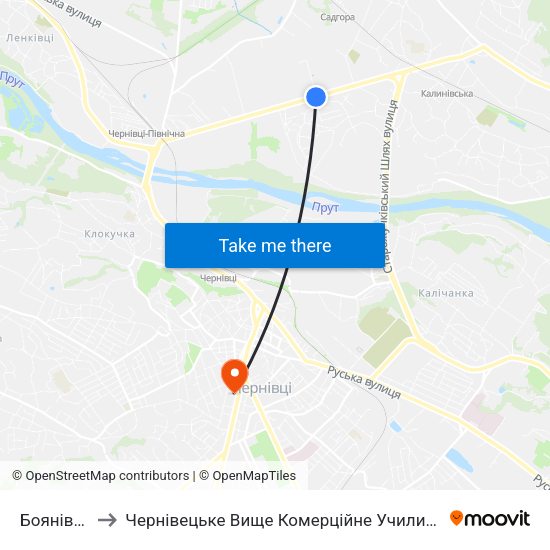 Боянівка to Чернівецьке Вище Комерційне Училище map