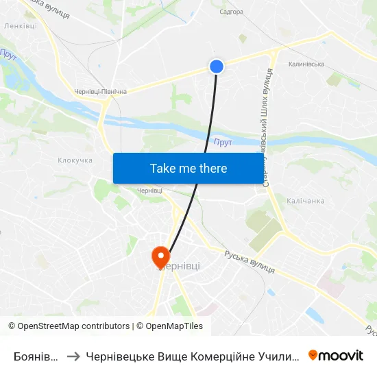 Боянівка to Чернівецьке Вище Комерційне Училище map