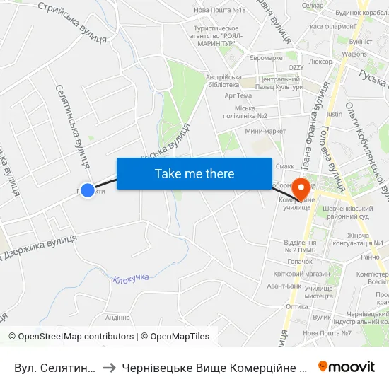 Вул. Селятинська to Чернівецьке Вище Комерційне Училище map