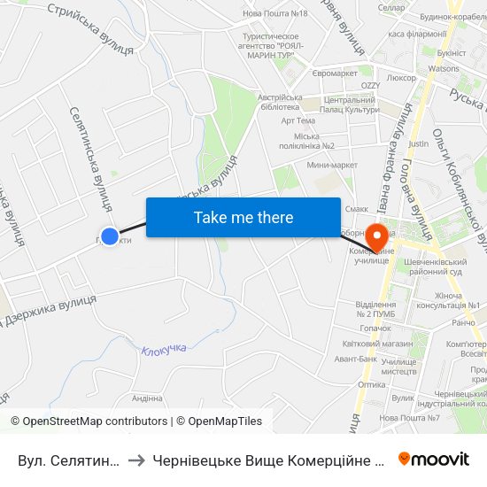 Вул. Селятинська to Чернівецьке Вище Комерційне Училище map