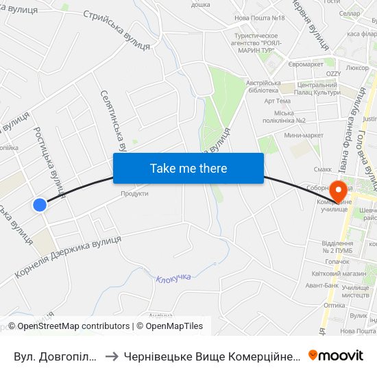 Вул. Довгопільська to Чернівецьке Вище Комерційне Училище map