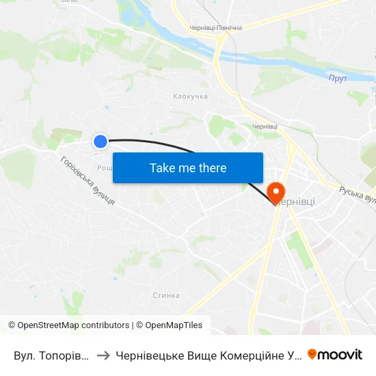 Вул. Топорівська to Чернівецьке Вище Комерційне Училище map