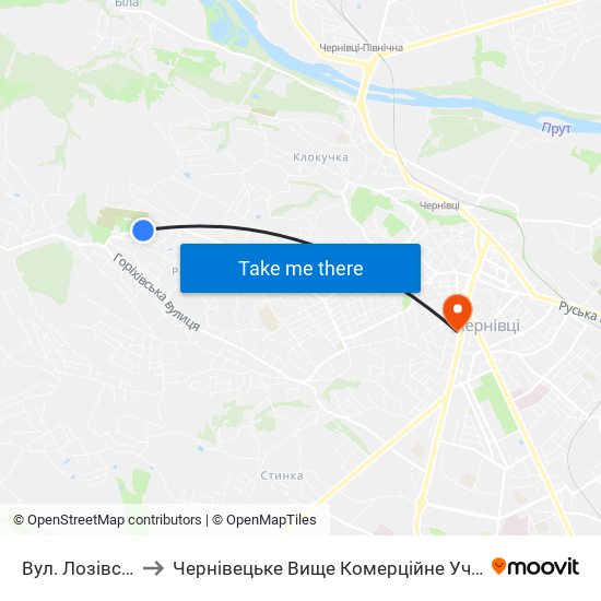 Вул. Лозівська to Чернівецьке Вище Комерційне Училище map