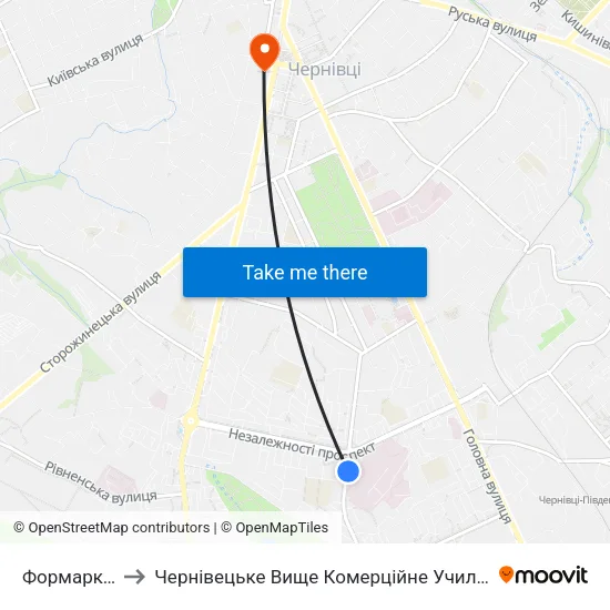 Формаркет to Чернівецьке Вище Комерційне Училище map