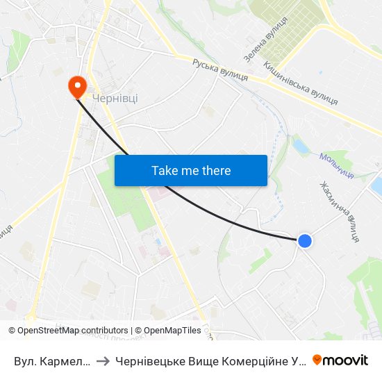 Вул. Кармелюка to Чернівецьке Вище Комерційне Училище map