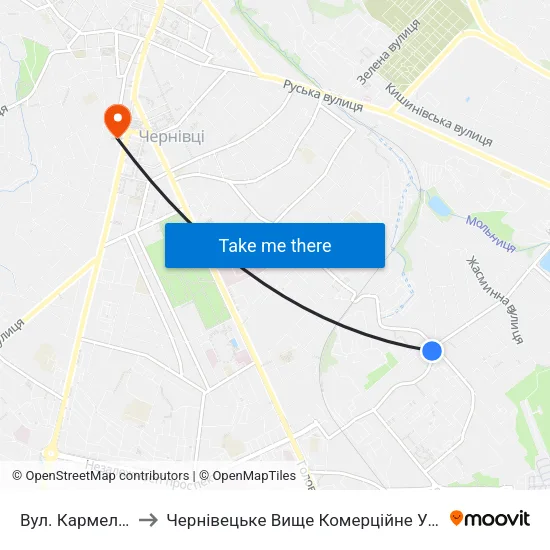Вул. Кармелюка to Чернівецьке Вище Комерційне Училище map