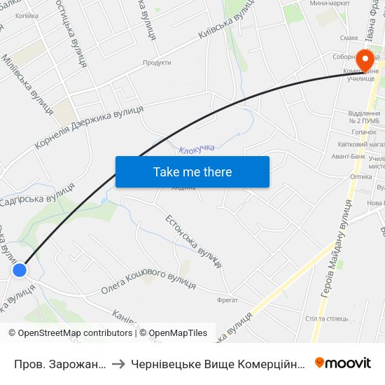Пров. Зарожанський to Чернівецьке Вище Комерційне Училище map