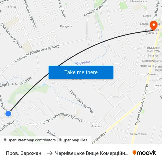 Пров. Зарожанський to Чернівецьке Вище Комерційне Училище map
