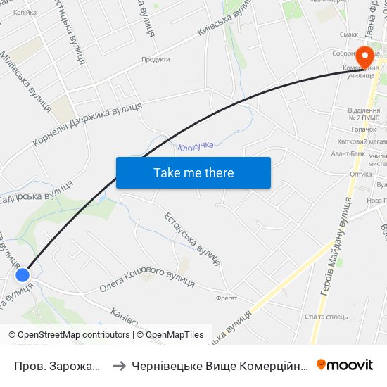 Пров. Зарожанський to Чернівецьке Вище Комерційне Училище map