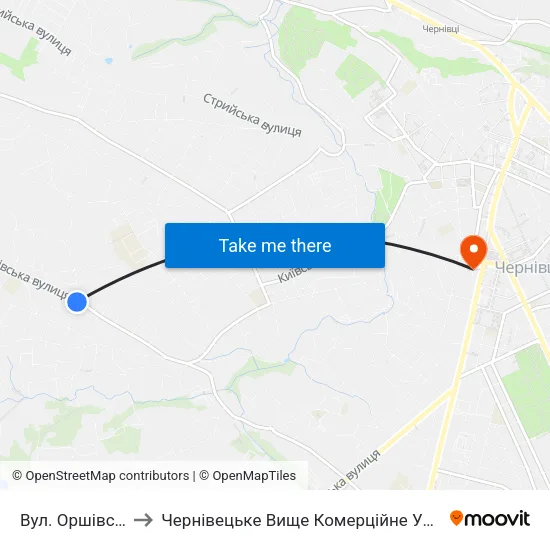 Вул. Оршівська to Чернівецьке Вище Комерційне Училище map