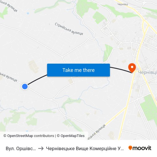 Вул. Оршівська to Чернівецьке Вище Комерційне Училище map