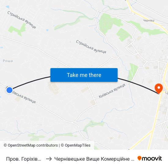 Пров. Горіхівський to Чернівецьке Вище Комерційне Училище map