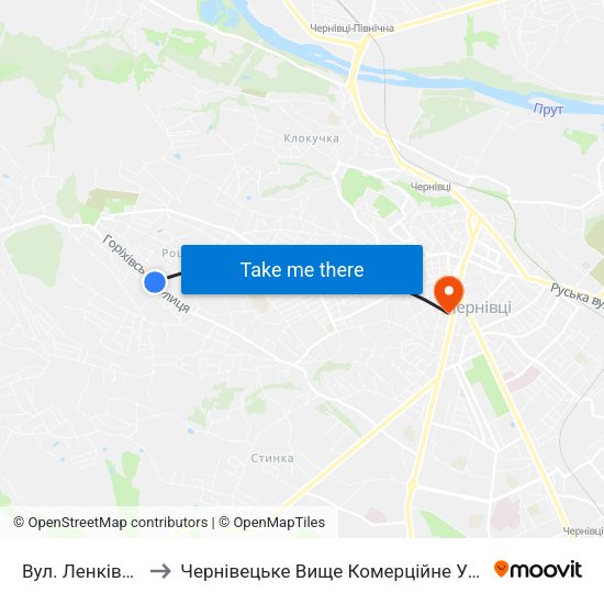 Вул. Ленківська to Чернівецьке Вище Комерційне Училище map