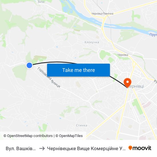 Вул. Вашківська to Чернівецьке Вище Комерційне Училище map