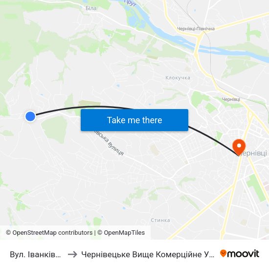 Вул. Іванківська to Чернівецьке Вище Комерційне Училище map