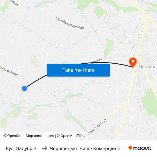Вул. Задубрівська to Чернівецьке Вище Комерційне Училище map