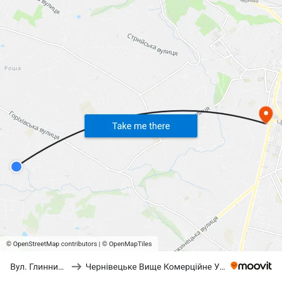 Вул. Глинницька to Чернівецьке Вище Комерційне Училище map