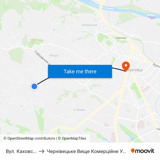 Вул. Каховська to Чернівецьке Вище Комерційне Училище map