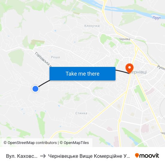 Вул. Каховська to Чернівецьке Вище Комерційне Училище map