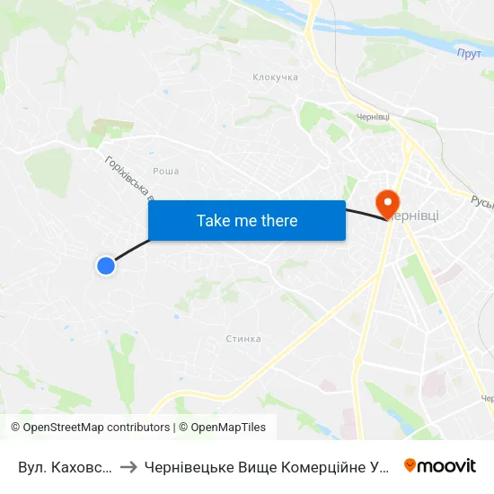 Вул. Каховська to Чернівецьке Вище Комерційне Училище map