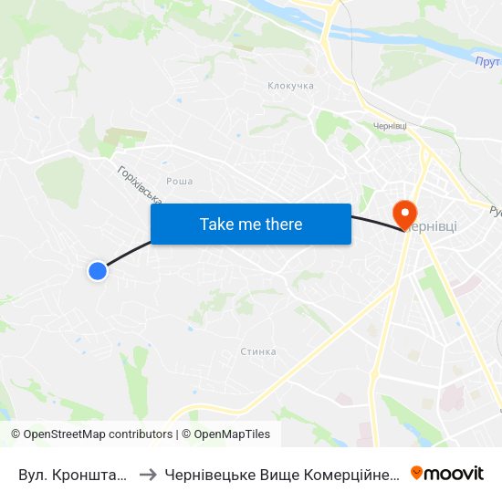 Вул. Кронштадська to Чернівецьке Вище Комерційне Училище map