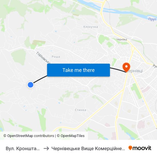 Вул. Кронштадська to Чернівецьке Вище Комерційне Училище map
