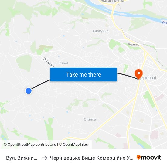 Вул. Вижницька to Чернівецьке Вище Комерційне Училище map