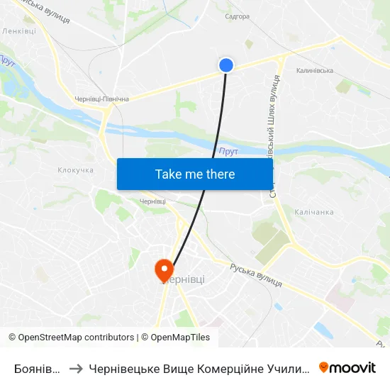 Боянівка to Чернівецьке Вище Комерційне Училище map