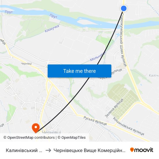 Калинівський Ринок to Чернівецьке Вище Комерційне Училище map