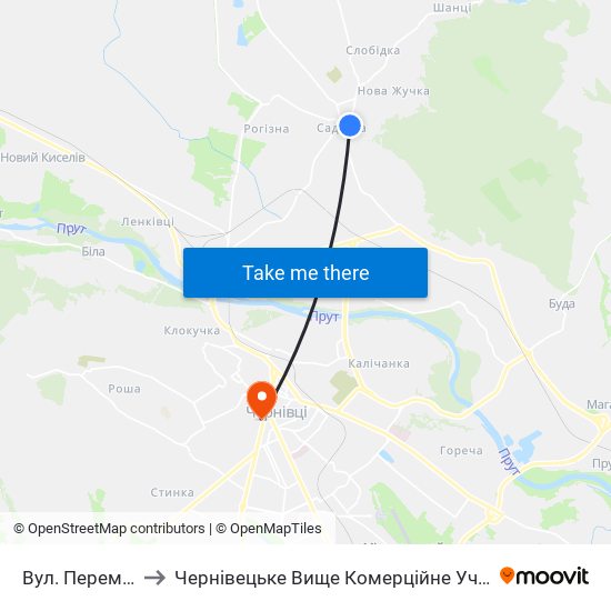 Вул. Перемоги to Чернівецьке Вище Комерційне Училище map