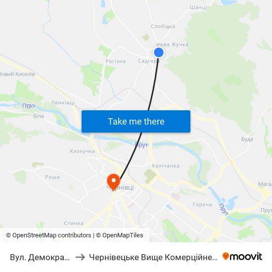 Вул. Демократична to Чернівецьке Вище Комерційне Училище map