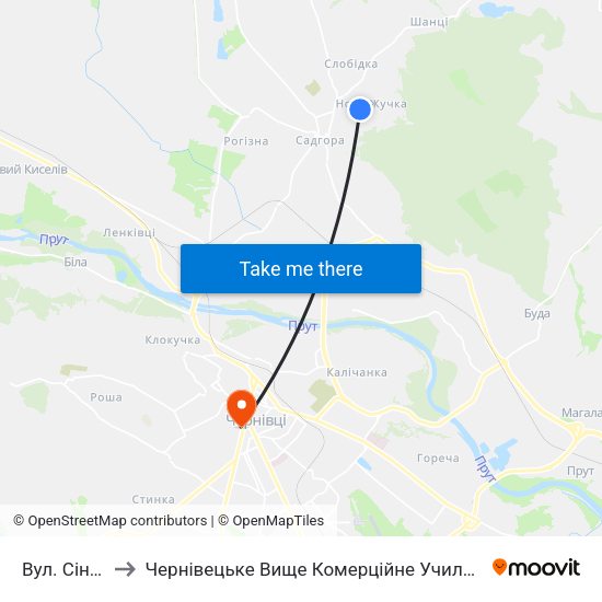 Вул. Сінна to Чернівецьке Вище Комерційне Училище map