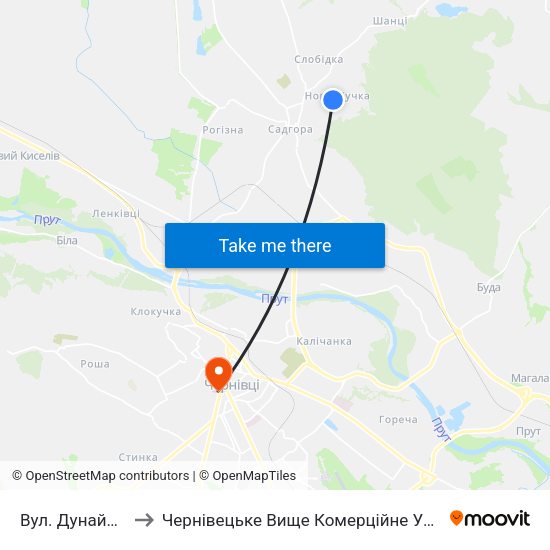 Вул. Дунайська to Чернівецьке Вище Комерційне Училище map