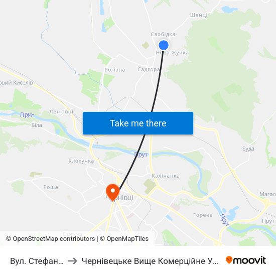 Вул. Стефаника to Чернівецьке Вище Комерційне Училище map