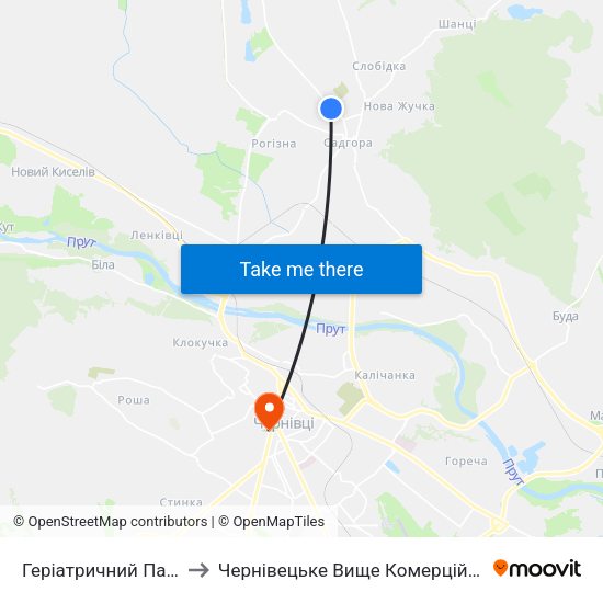 Геріатричний Пансіонат to Чернівецьке Вище Комерційне Училище map