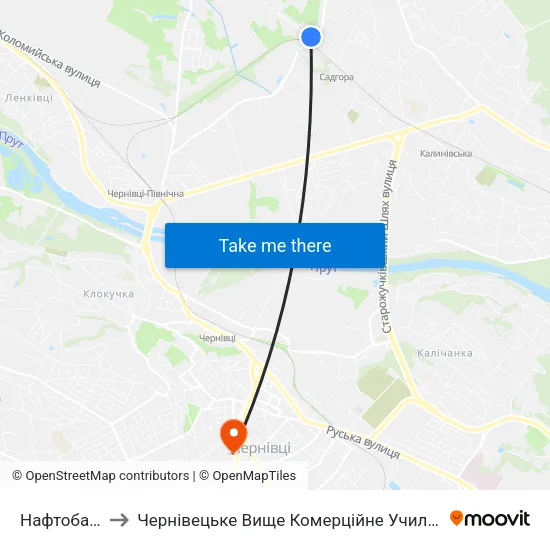 Нафтобаза to Чернівецьке Вище Комерційне Училище map