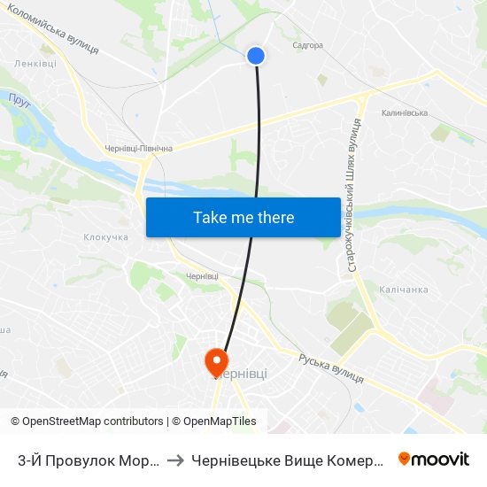 3-Й Провулок Моріса Тореза to Чернівецьке Вище Комерційне Училище map