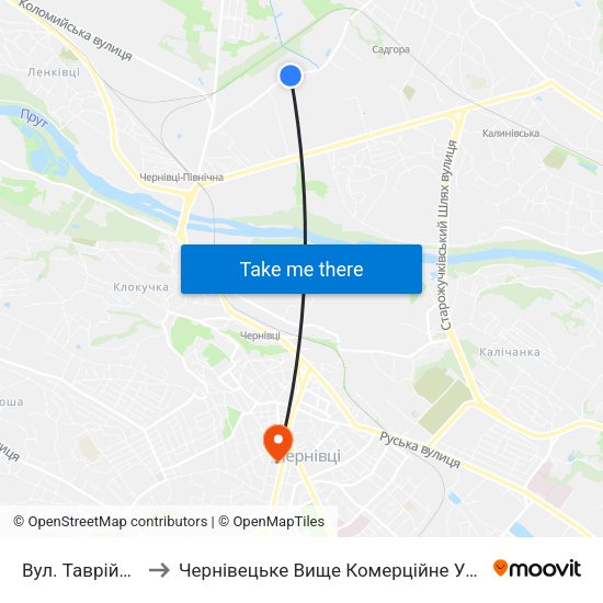 Вул. Таврійська to Чернівецьке Вище Комерційне Училище map