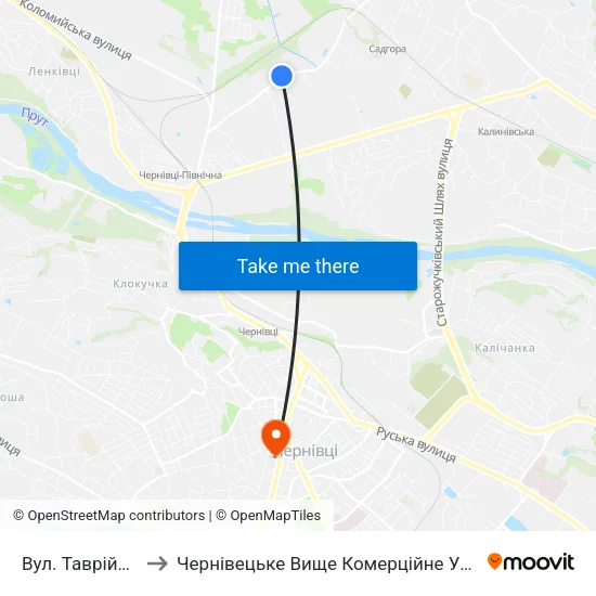 Вул. Таврійська to Чернівецьке Вище Комерційне Училище map