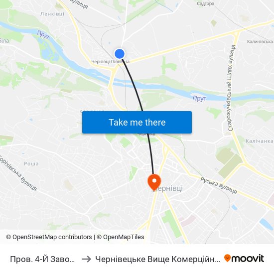 Пров. 4-Й Заводський to Чернівецьке Вище Комерційне Училище map